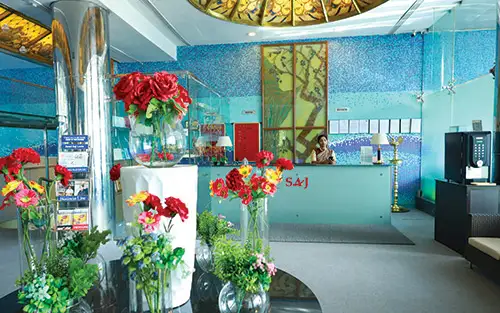 SAJ Luciya's lobby and reception at East Fort, as shown on its own website.