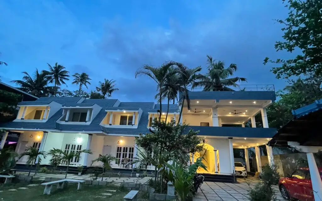 Garden Bay Resort's North Cliff building and garden at dusk, as shown on its own website.