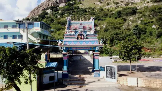 The lower temple approach at Hullukudi Betta.