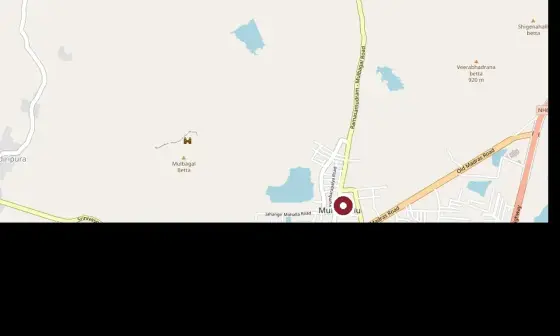 Mapped context around Anjaneya Swamy Temple, Mulbagal, shown at a different scale; confirm the public entrance or approach on the day.