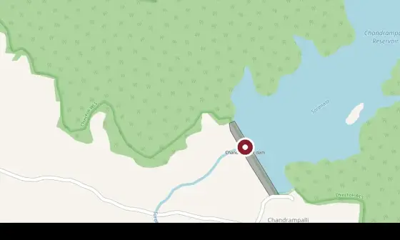 Mapped context around Chandrampalli Dam, shown at a different scale; confirm the public entrance or approach on the day.