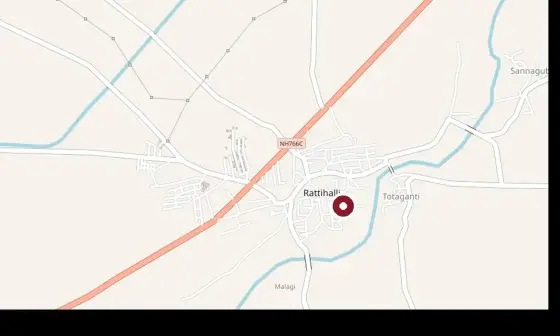 Mapped context around Kadambeshwara Temple, Rattihalli, shown at a different scale; confirm the public entrance or approach on the day.
