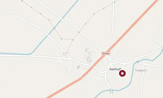 OpenStreetMap view centred on Kadambeshwara Temple, Rattihalli; the marker identifies the mapped subject, not a guaranteed public entrance.