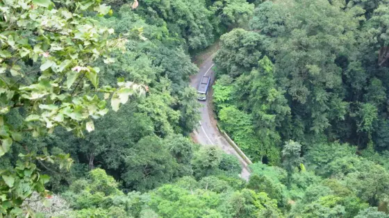 The hill road on this side of the plateau, narrow and without a verge.