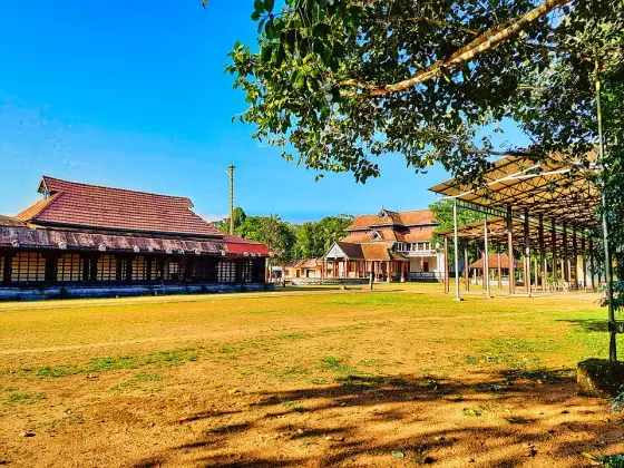 The open ground beside the temple buildings.
