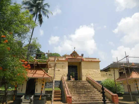 The broad entrance steps leading up to Achankovil Sastha Temple.