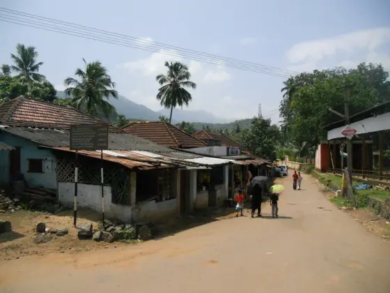 A street in Achankovil village, the settlement around the forest temple.