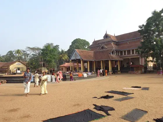 Visitors in the temple forecourt.