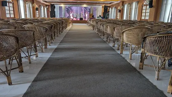 Cane chairs in the conference hall at Sargaalaya.