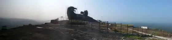 The Jatayu sculpture under construction in 2013.