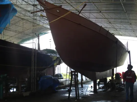 Boat building in Kumbalangi, part of the working fishing village around its homestays.
