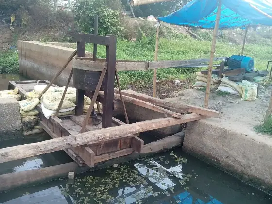 A wooden structure used for the festival display.