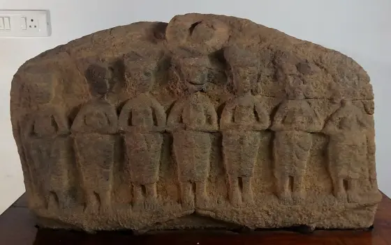 A Saptamatrika relief in the palace museum.