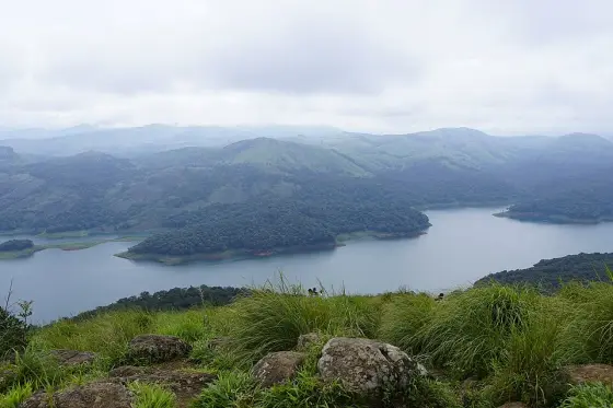 The reservoir and wooded hills below Kalvari Mount.
