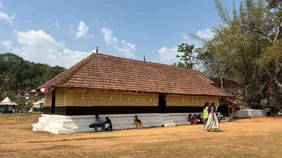 The tiled shrine and open ground at Valliyoorkavu.