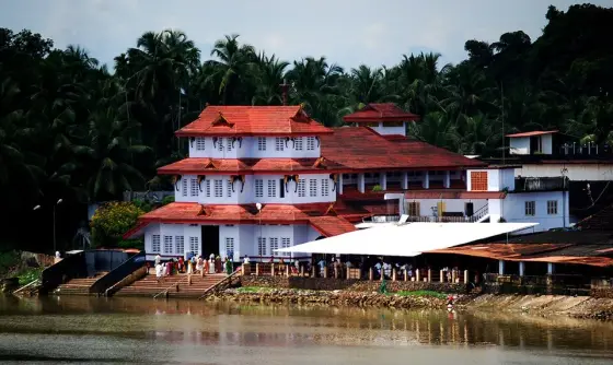 A closer river-facing view of the temple.