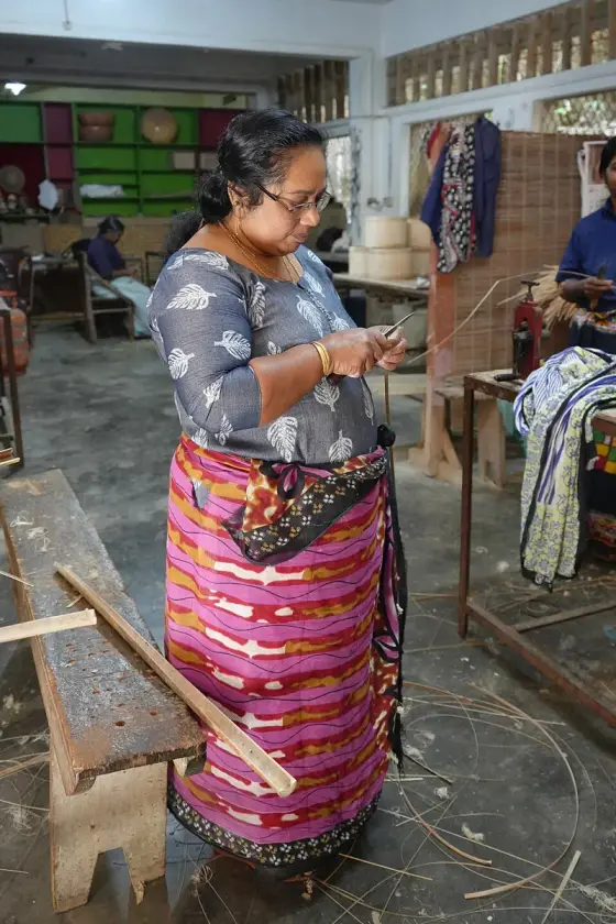 Bamboo craft work in the Uravu workshop.