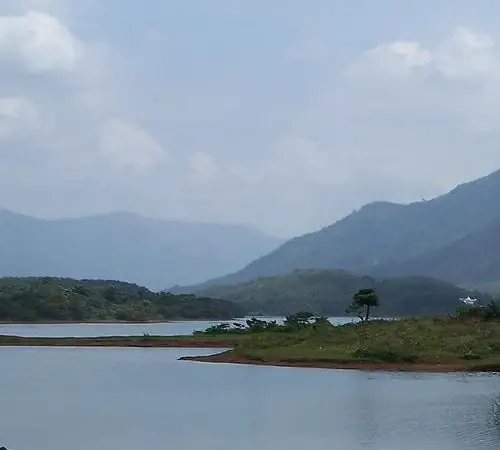 Wooded landforms and curved shores extend into Malankara reservoir.