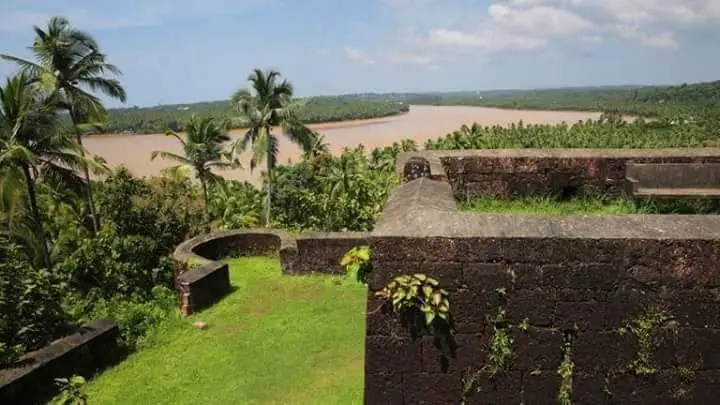 Chandragiri Fort above the river and sea, Kasaragod