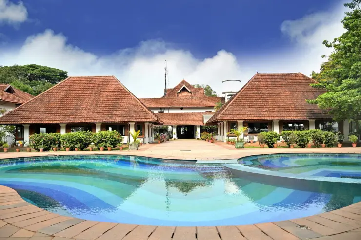 The whitewashed Bolgatty Palace, a Dutch-built mansion of 1744, on Bolgatty Island in the Kochi backwaters, now run as a KTDC heritage hotel