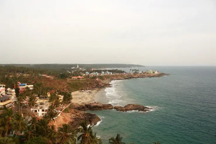 The coast at Kovalam seen from above