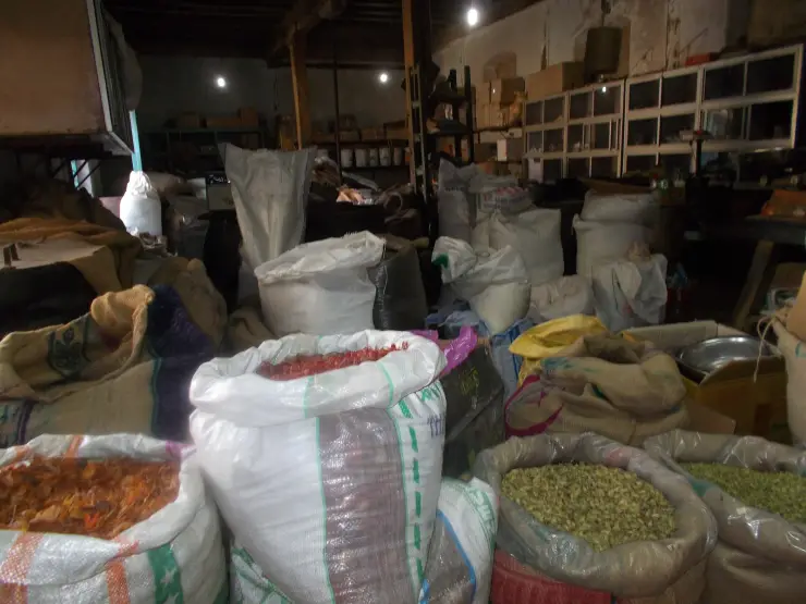 A spice warehouse on Bazaar Street, Mattancherry, Kochi
