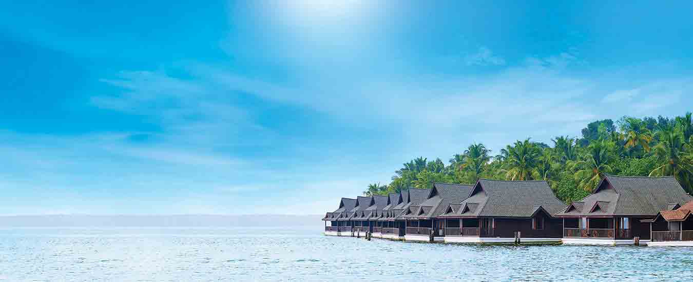 Floating cottages at Club Mahindra Ashtamudi; other room categories are on land.