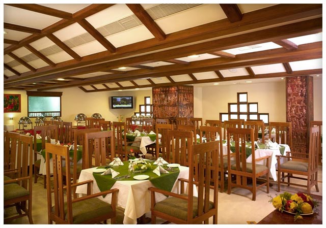 Prasadam restaurant dining room at Hotel Nani, opposite the Kollam Clock Tower.