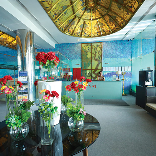 SAJ Luciya's lobby and reception at East Fort, as shown on its own website.