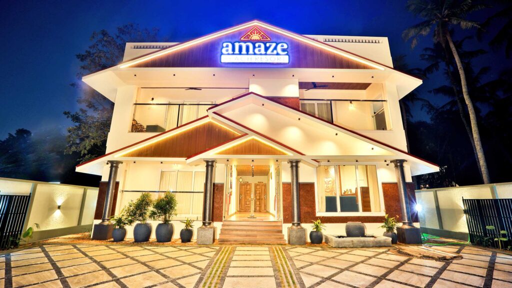 Amaze Beach Resort's North Cliff entrance at night, as shown on its own website.
