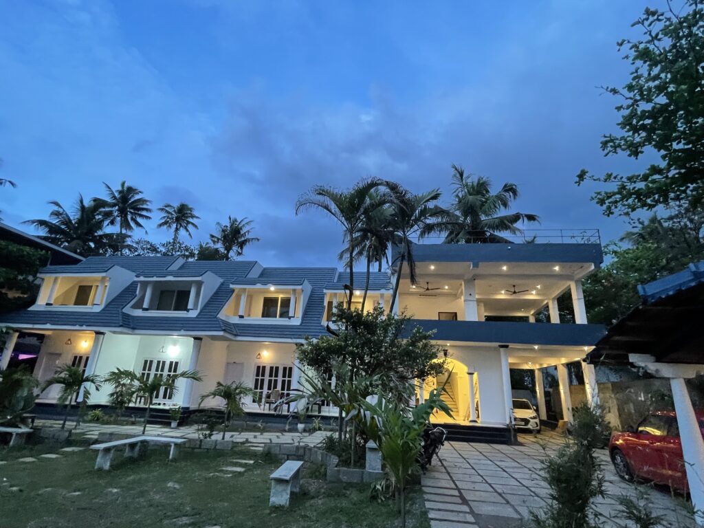 Garden Bay Resort's North Cliff building and garden at dusk, as shown on its own website.