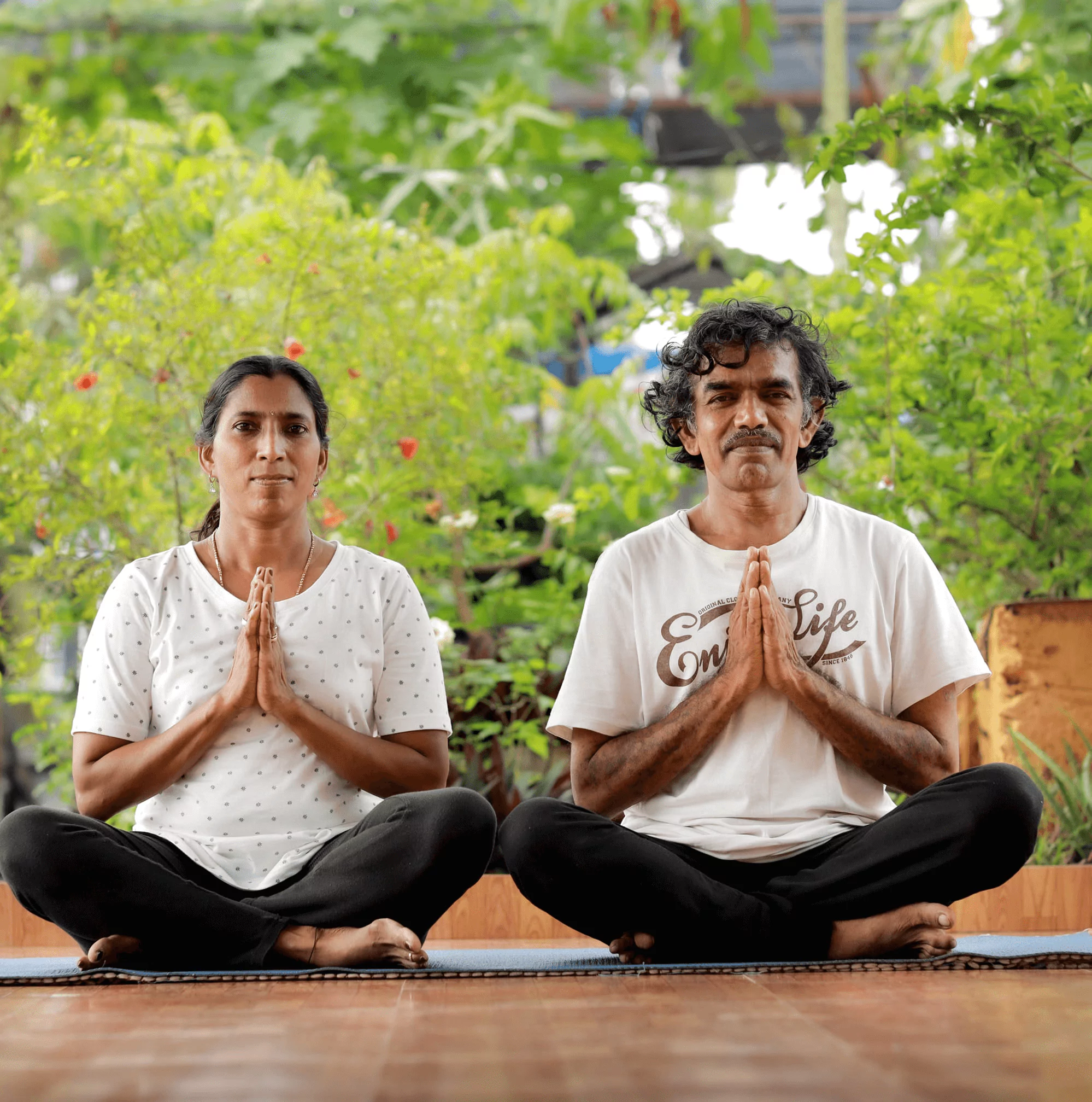 Founders Anitha and Ramesh pictured on Ayurtheeram's own Fort Kochi website; confirm current classes and treatments directly.