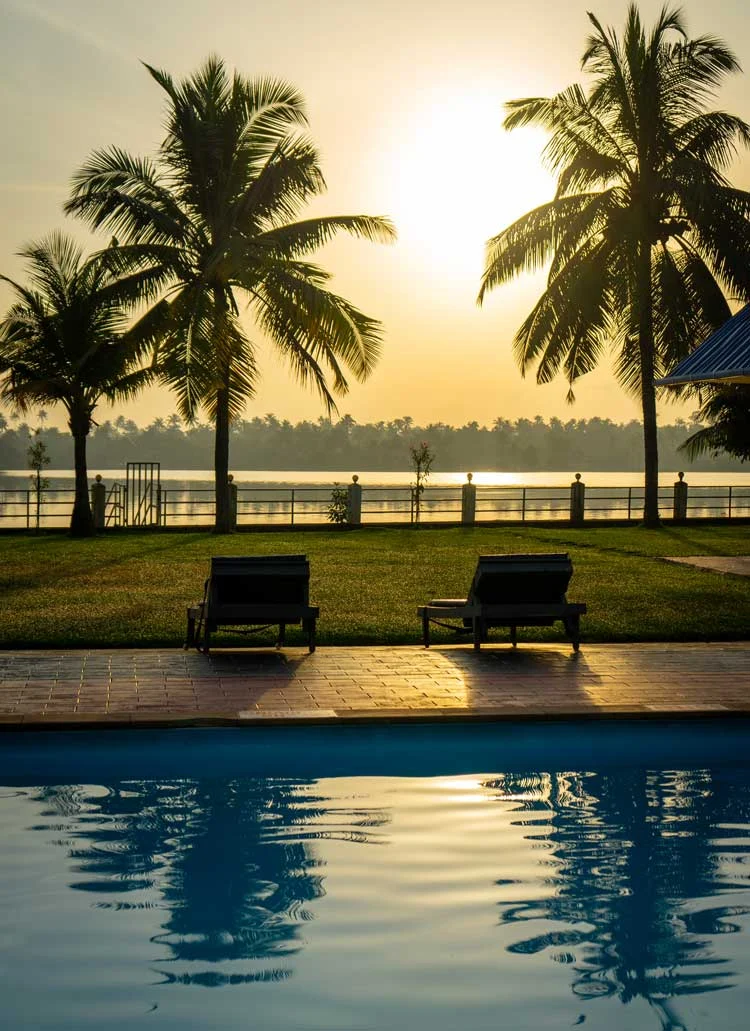 Pool and backwater-facing grounds at Renai Blue Waters, Cherai