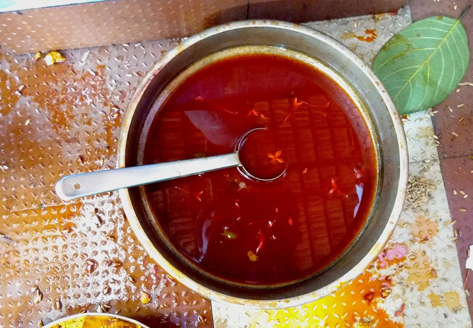 Guruthi pooja water at the Keezhkavu shrine, Chottanikkara